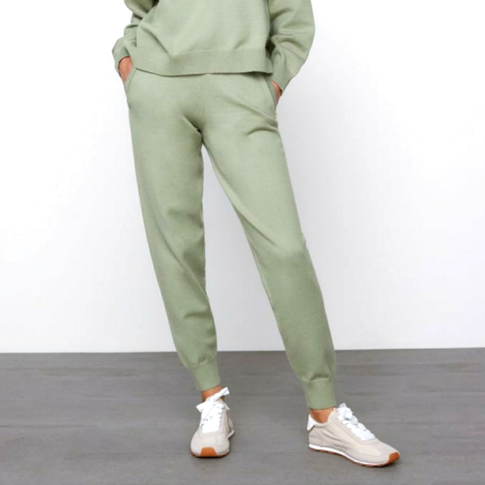 ZARA Sage Green High Rise Knit Joggers Pants Sz: S